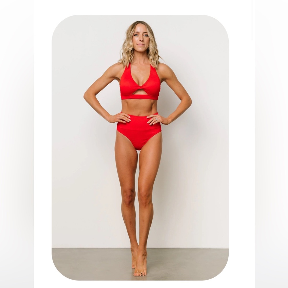 Baltic Born Del Mar Red Ribbed Bikini Bottom